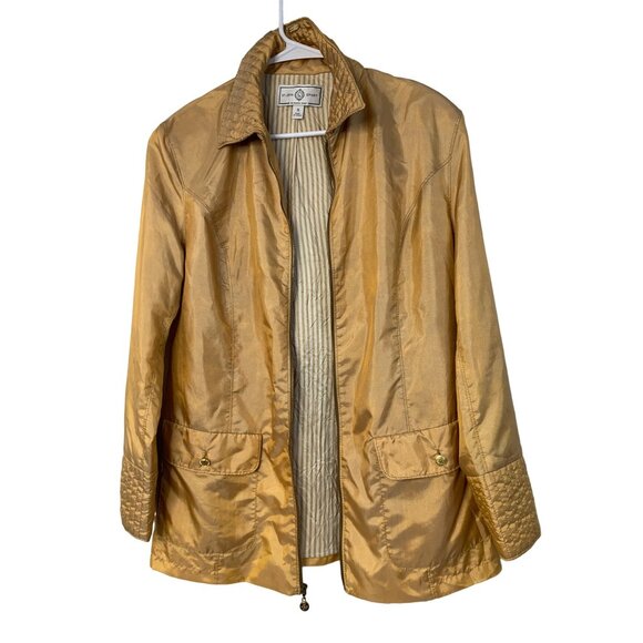 VTG St. John Sport Women's Gold Jacket Small Zip Italy Pockets Lined GUC 7346 - Picture 10 of 12